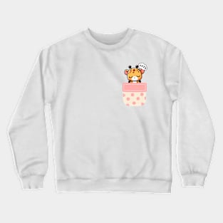 Sleepy Giraffe in Polka Dot Pocket Crewneck Sweatshirt